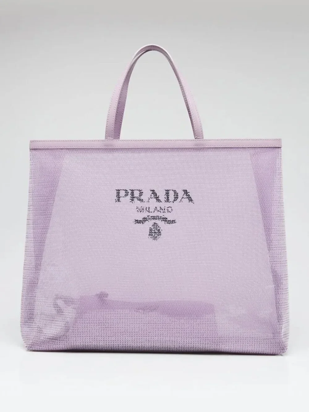 Prada Purple Sequin Mesh and Leather Tote Bag - Picture 3 of 9